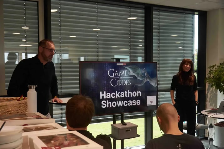 emnify CTO opening the Hackathon Showcase